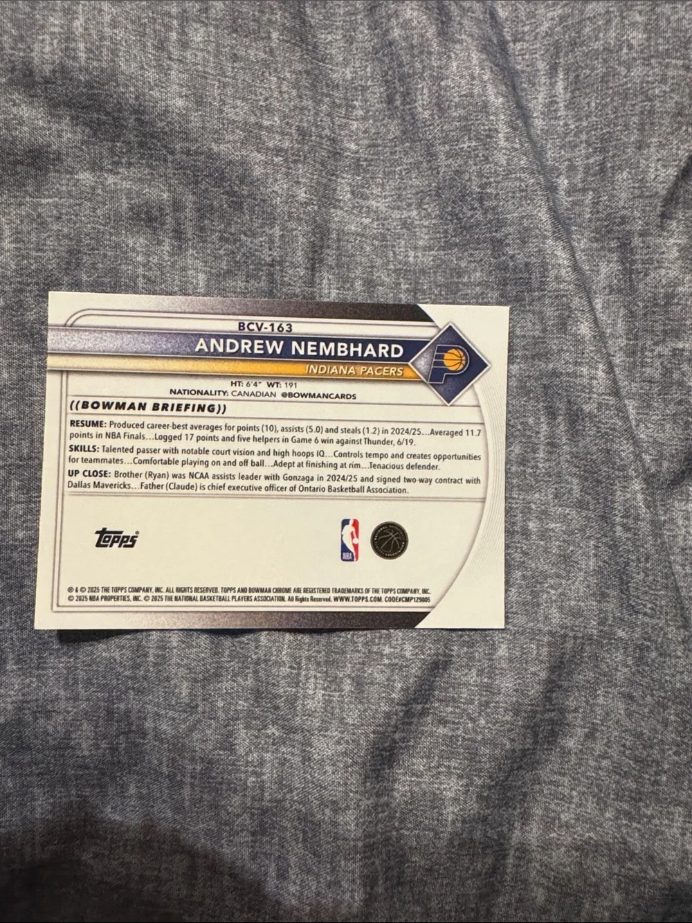 Andrew Nembhard Indiana Pacers Card